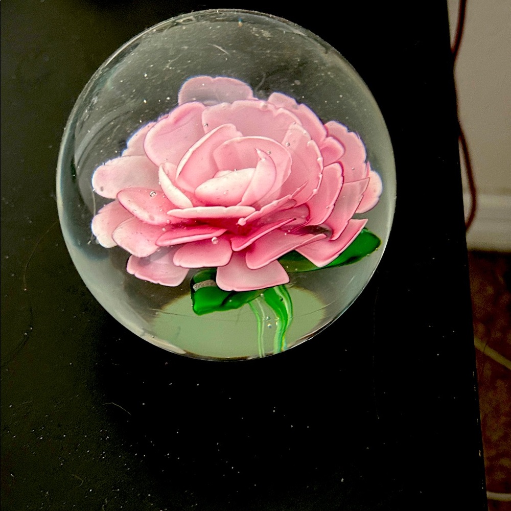 Pink Floral Glass Sphere